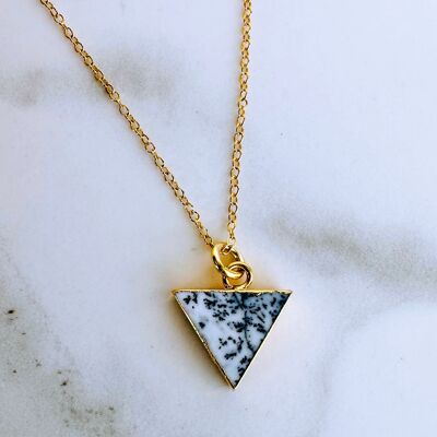 Le collier de pierres précieuses d'agate dendritique Triangle - Plaqué or
