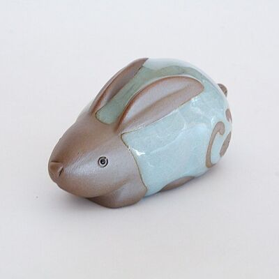 Figura de té de conejo del zodiaco de porcelana