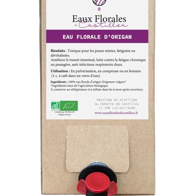 Eau florale d'Origan Bio - Bag-in-Box 3L