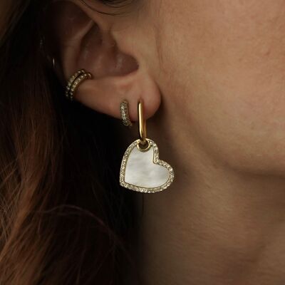 Pendientes de Acero Colgante de Corazón Piedra Natural Rhinestone San Valentín