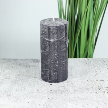 Bougie pilier rustique, 7 x 7 x 15 cm, noire; Durée de combustion environ 85 heures, 792441 2