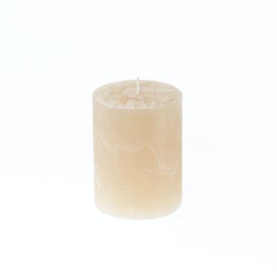 Pillar candle rustic, 7 x 7 x 9 cm, linen; Burn time approx. 50 hours, 792489