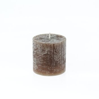 Bougie pilier BIG rustique, 9 x 9 x 9 cm, choco; Durée de combustion environ 83 heures, 792571 1