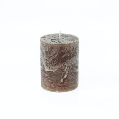 Pillar candle BIG rustic, 9 x 9 x 11.5 cm, choco; Burn time approx. 105 hours, 792588