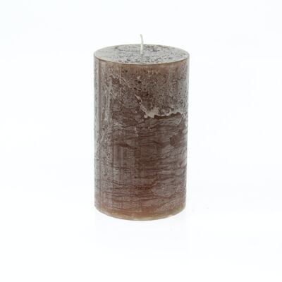 Pillar candle BIG rustic, 9 x 9 x 15 cm, choco; Burn time approx. 135 hours, 792595