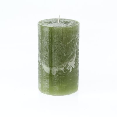 Pillar candle BIG Rustic, 9 x 9 x 15 cm, forest green; Burn time approx. 135 hours, 792656