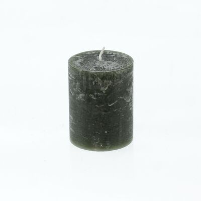 Bougie pilier rustique, 7 x 7 x 9 cm, vert foncé; Durée de combustion environ 50 heures, 792724