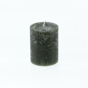 Bougie pilier rustique, 7 x 7 x 9 cm, vert foncé; Durée de combustion environ 50 heures, 792724 1