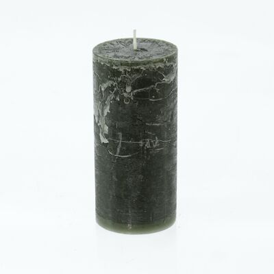 Bougie pilier rustique, 7 x 7 x 15 cm, vert foncé; Durée de combustion environ 85 heures, 792748