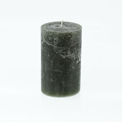Pillar candle BIG Rustic, 9 x 9 x 15 cm, dark green; Burn time approx. 135 hours, 792779