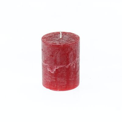 Cirio pilar rústico, 7 x 7 x 9 cm, rojo carmín; Autonomía de aproximadamente 50 horas, 792786