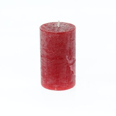 Cirio pilar rústico, 7 x 7 x 11,5 cm, rojo carmín; Autonomía de aproximadamente 65 horas, 792793
