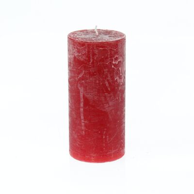 Cirio pilar rústico, 7 x 7 x 15 cm, rojo carmín; Autonomía de aproximadamente 85 horas, 792809