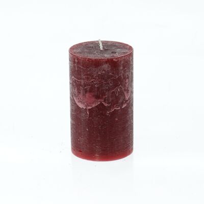 Rustic pillar candle, 7 x 7 x 11.5 cm, dark red; Burn time approx. 65 hours, 792854