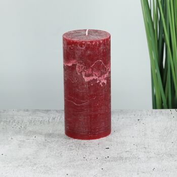 Bougie pilier rustique, 7 x 7 x 15 cm, rouge foncé; Durée de combustion environ 85 heures, 792861 2