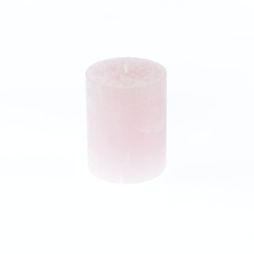 Stumpenkerze Rustikal, 7 x 7 x 9 cm, pink; Brenndauer ca. 50 Stunden, 792908