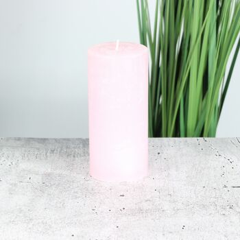 Bougie pilier rustique, 7 x 7 x 15 cm, rose; Durée de combustion environ 85 heures, 792922 2