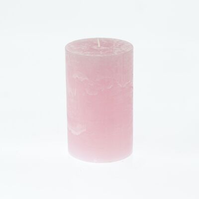 Vela pilar GRANDE Rústica, 9 x 9 x 15 cm, rosa; Autonomía aproximada de 135 horas, 792953