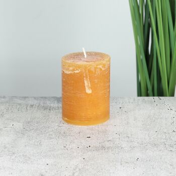 Bougie pilier rustique, 7 x 7 x 9 cm, orange; Durée de combustion environ 50 heures, 793080 2