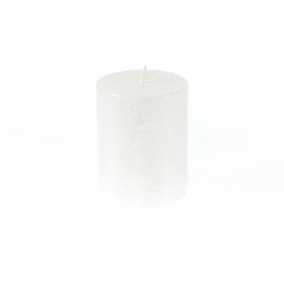 Pillar candle metallic, 7 x 7 x 9 cm, white; Burn time approx. 50 hours, 793141