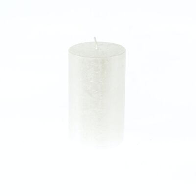 Bougie pilier métallique, 7 x 7 x 11,5 cm, blanche; Durée de combustion environ 65 heures, 793158