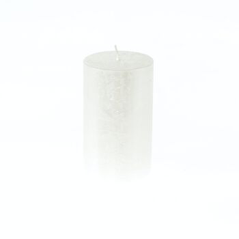 Bougie pilier métallique, 7 x 7 x 11,5 cm, blanche; Durée de combustion environ 65 heures, 793158 1