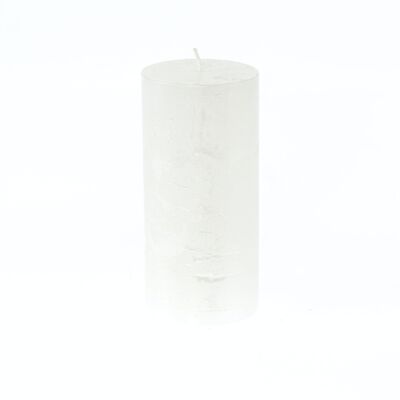 Bougie pilier métallique, 7 x 7 x 15 cm, blanche; Durée de combustion environ 85 heures, 793165