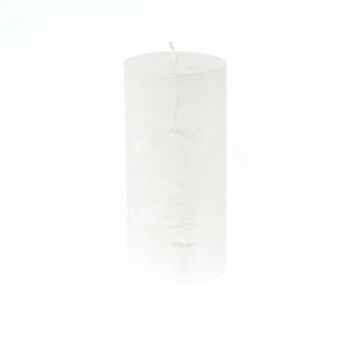 Bougie pilier métallique, 7 x 7 x 15 cm, blanche; Durée de combustion environ 85 heures, 793165 1