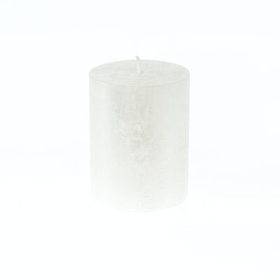 Pillar candle BIG Metallic, 9 x 9 x 11.5 cm, white; Burn time approx. 105 hours, 793189