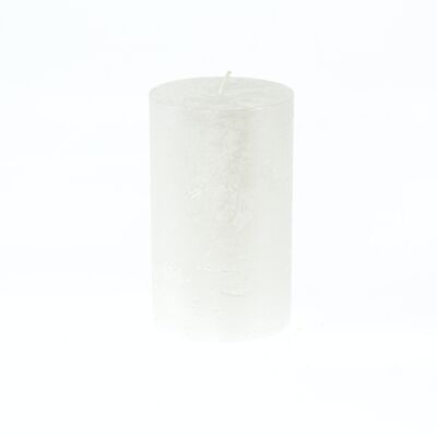Bougie pilier BIG Metallic, 9 x 9 x 15 cm, blanc; Durée de combustion environ 135 heures, 793196