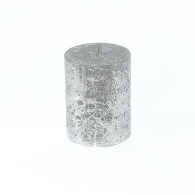 Stumpenkerze Metallic, 7 x 7 x 9 cm, silver; Brenndauer ca. 50 Stunden, 793202