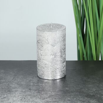 Bougie pilier métallique, 7 x 7 x 11,5 cm, argent; Durée de combustion environ 65 heures, 793219 2