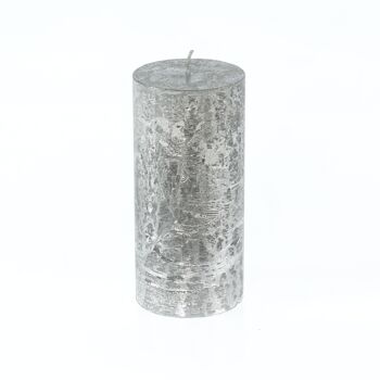 Bougie pilier métallique, 7 x 7 x 15 cm, argent; Durée de combustion environ 85 heures, 793226 1