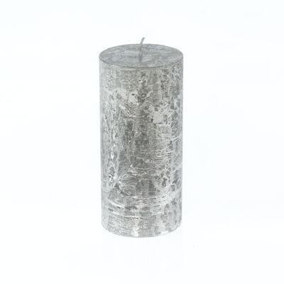 Stumpenkerze Metallic, 7 x 7 x 15 cm, silver; Brenndauer ca. 85 Stunden, 793226