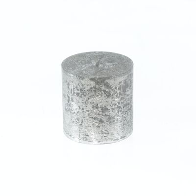 Pillar candle BIG Metallic, 9 x 9 x 9 cm, silver; Burn time approx. 83 hours, 793233