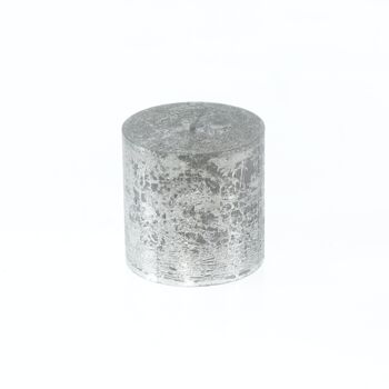Bougie pilier BIG Metallic, 9 x 9 x 9 cm, argent; Durée de combustion environ 83 heures, 793233 1