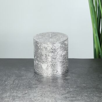 Bougie pilier BIG Metallic, 9 x 9 x 9 cm, argent; Durée de combustion environ 83 heures, 793233 2