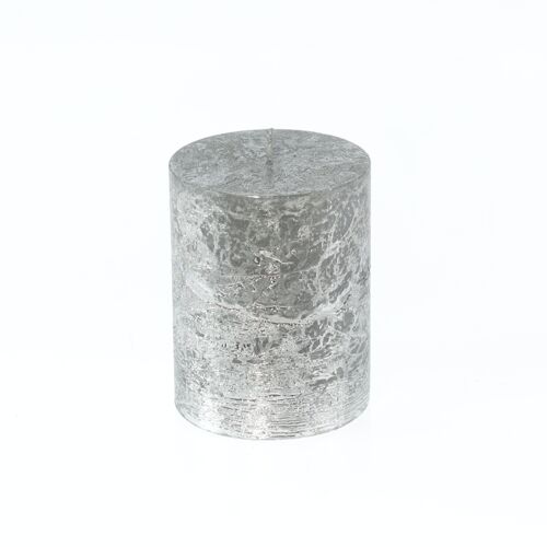 Stumpenkerze BIG Metallic, 9 x 9 x 11,5 cm, silver; Brenndauer ca. 105 Stunden, 793240