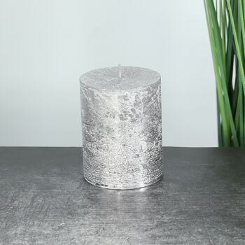 Bougie pilier BIG Metallic, 9 x 9 x 11,5 cm, argent; Durée de combustion environ 105 heures, 793240 2