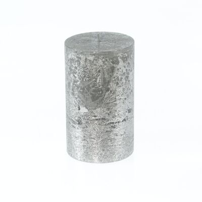Pillar candle BIG Metallic, 9 x 9 x 15 cm, silver; Burn time approx. 135 hours, 793257