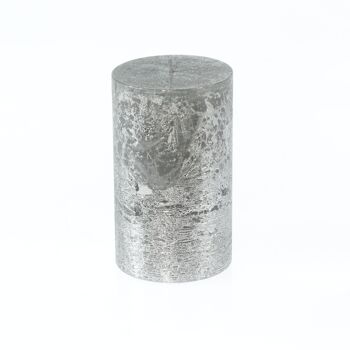 Bougie pilier BIG Metallic, 9 x 9 x 15 cm, argent; Durée de combustion environ 135 heures, 793257 1
