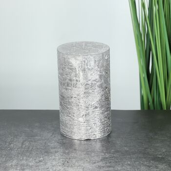 Bougie pilier BIG Metallic, 9 x 9 x 15 cm, argent; Durée de combustion environ 135 heures, 793257 2