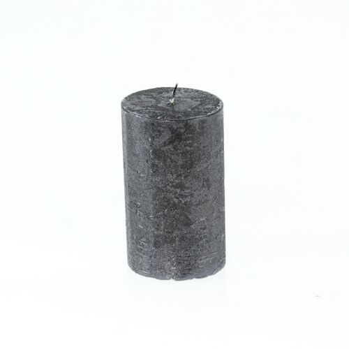 Stumpenkerze Metallic, 7 x 7 x 11,5 cm, black; Brenndauer ca. 65 Stunden, 793271