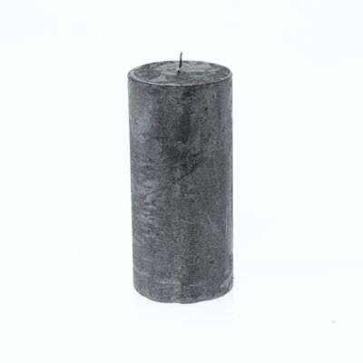 Stumpenkerze Metallic, 7 x 7 x 15 cm, black; Brenndauer ca. 85 Stunden, 793288