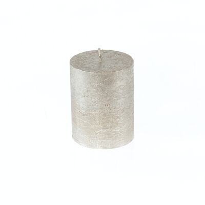 Pillar candle metallic, 7 x 7 x 9 cm, champagne; Burn time approx. 50 hours, 793325