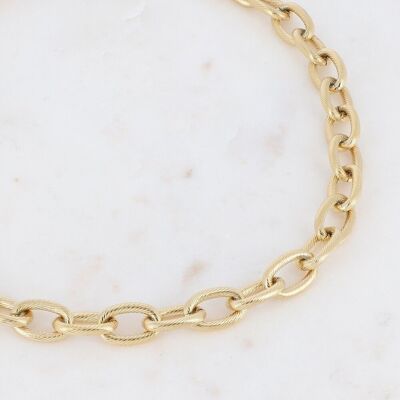 Goldene Thiago-Halskette - dickes, geripptes ovales Netz