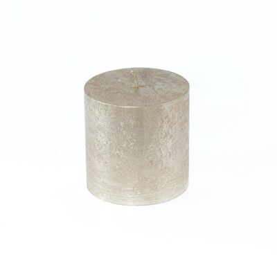Pillar candle BIG Metallic, 9 x 9 x 9 cm, champagne; Burn time approx. 83 hours, 793356