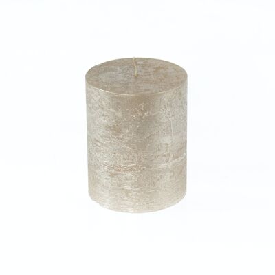 Vela pilar GRANDE Metálica, 9 x 9 x 11,5 cm, champán; Autonomía aproximada de 105 horas, 793363