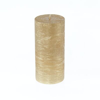 Pillar candle metallic, 7 x 7 x 15 cm, gold; Burn time approx. 85 hours, 793400