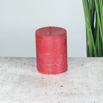 Bougie pilier métallique, 7 x 7 x 9 cm, rouge; Durée de combustion environ 50 heures, 793448 2